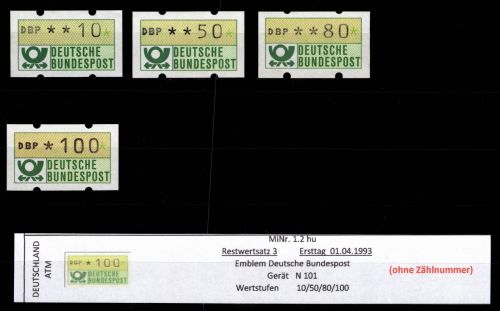 BRD Bund Automatenmarken 1.2 hu RS 3 postfrisch ohne Nummer #DGH44