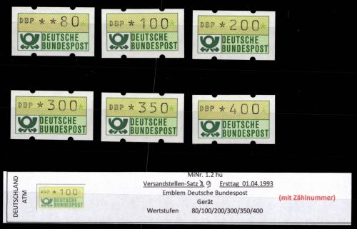 BRD Bund Automatenmarken 1.2 hu VS 9 postfrisch mit Nummer #DGH51