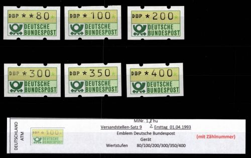 BRD Bund Automatenmarken 1.2 hu VS 9 postfrisch mit Nummer #DGH55