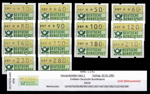 BRD Bund Automatenmarken 1.1 hu VS 1 postfrisch mit Nummer #DGH63