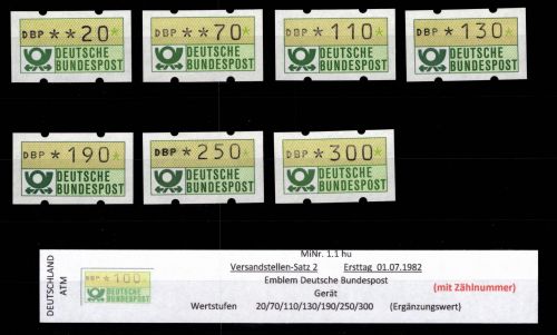BRD Bund Automatenmarken 1.1 hu VS 2 postfrisch mit Nummer #DGH65