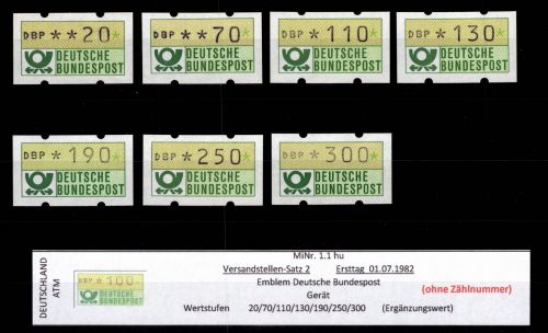 BRD Bund Automatenmarken 1.1 hu VS 2 postfrisch