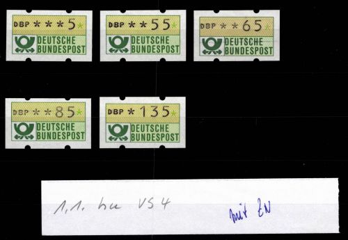 BRD Bund Automatenmarken 1.1 hu VS 4 postfrisch mit Nummer #DGH73