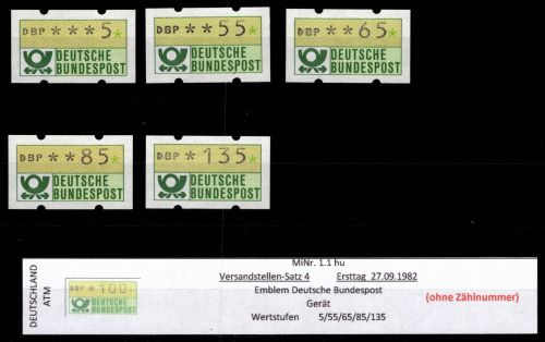 BRD Bund Automatenmarken 1.1 hu VS 4 postfrisch ohne Nummer #DGH76