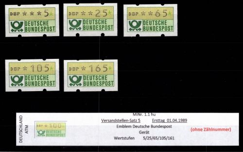 BRD Bund Automatenmarken 1.1 hu VS 5 postfrisch