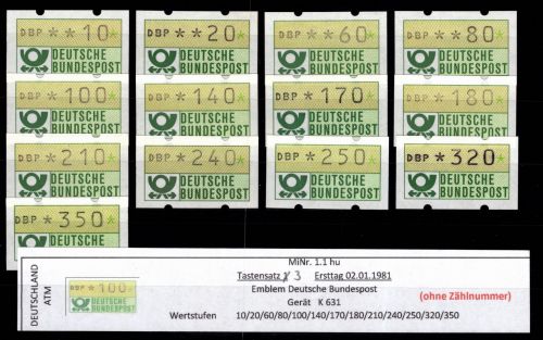 BRD Bund Automatenmarken 1.1 hu TS 3 postfrisch