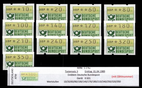 BRD Bund Automatenmarken 1.1 hu TS 3 postfrisch mit Nummer #DGH97