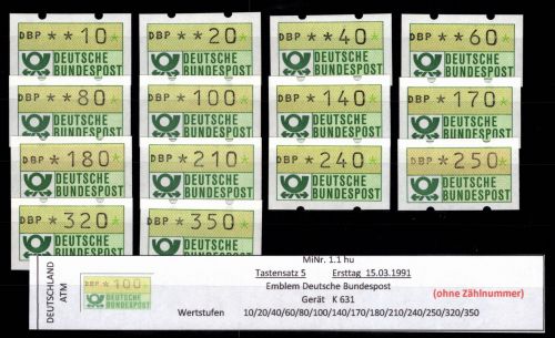 BRD Bund Automatenmarken 1.1 hu TS 5 postfrisch ohne Nummer #DGI02