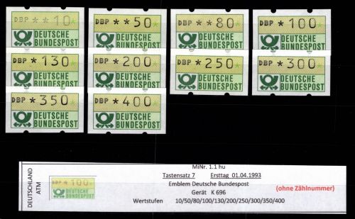 BRD Bund Automatenmarken 1.1 hu TS 7 postfrisch