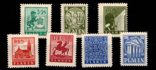 Deutsche Lokalausgaben Plauen 1-7 postfrisch mit Spargummi #DGJ25