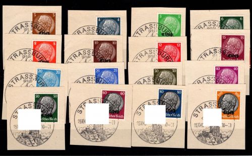 Deutsche Besetzung Elsaß 1-16 gestempelt Sonderstempel Strassburg #DGO17