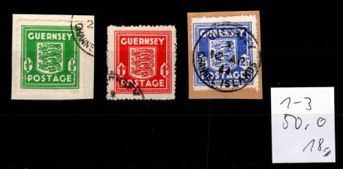 Deutsche Besetzung Guernsey 1-3 gestempelt