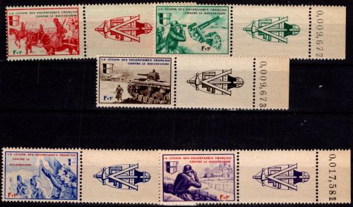 Dt. Besetzung Vignetten Frankreich VI-X ZF postfrisch
