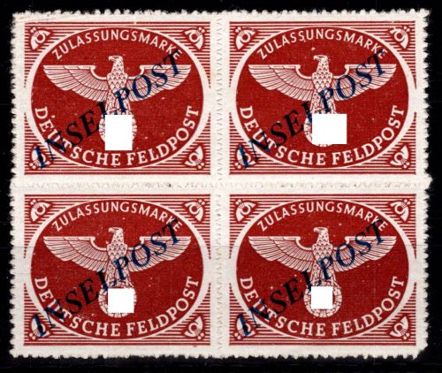 Inselpost 10 I b (2x) postfrisch (2x Falz), 4er Block, geprüft Petry BPP #DGQ01