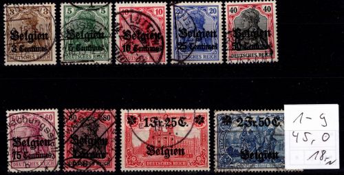 Deutsche Besetzung Belgien 1-9 gestempelt #DGR10