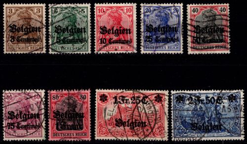 Deutsche Besetzung Belgien 1-9 gestempelt #DGR11