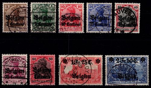 Deutsche Besetzung Belgien 1-9 gestempelt #DGR12