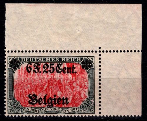 Deutsche Besetzung Belgien 25 II postfrisch Eckrand, signiert Schröder #DGR17