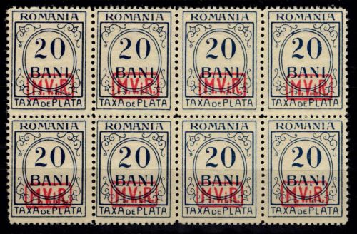 Deutsche Besetzung Rumänien Porto 3 postfrisch 8er Block #DGR70