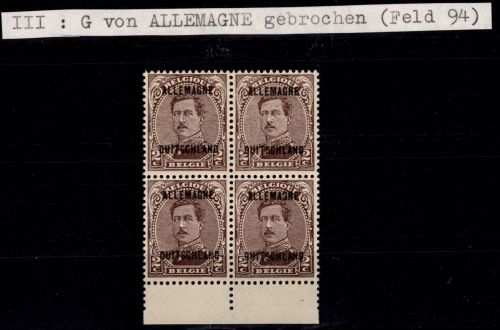 Deutsche Besetzung Rheinland 2 III postfrisch G von Allemange gebrochen #DGT00