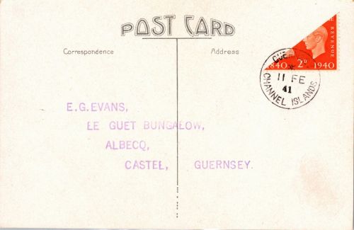 Deutsche Besetzung Guernsey II auf Postkarte #DGT94