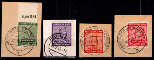SBZ 116-119 G gestempelt Postmeistertrennung Kriebitzsch, gepr. Ströh BPP #DHI32