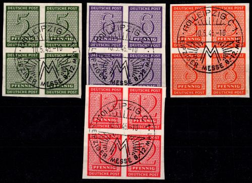 SBZ 116-119 x gestempelt mit Leipziger Messe Stempel, als 4er Block #DHJ34