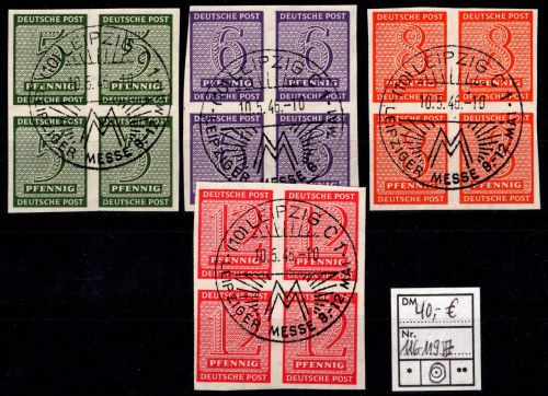 SBZ 116-119 x gestempelt mit Leipziger Messe Stempel, als 4er Block #DHJ36