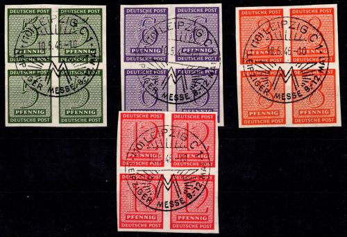 SBZ 116-119 x gestempelt mit Leipziger Messe Stempel, als 4er Block #DHJ37