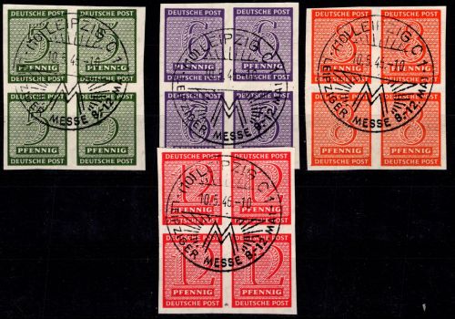 SBZ 116-119 x gestempelt mit Leipziger Messe Stempel, als 4er Block #DHJ38