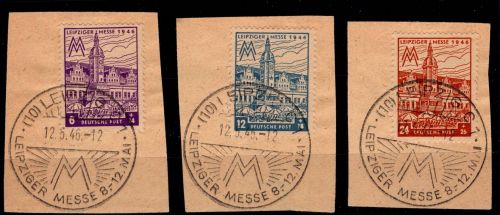 SBZ 162-165 Z gestempelt auf Briefstück mit Vollstempel Messe #DHJ44