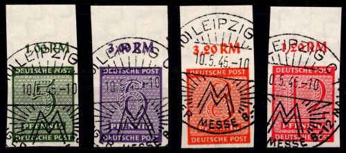 SBZ 116-119 X gestempelt vom Oberrand, Typenprüfung #DHJ52