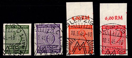 SBZ 116-119 X gestempelt teils vom Oberrand, Typenprüfung #DHJ55