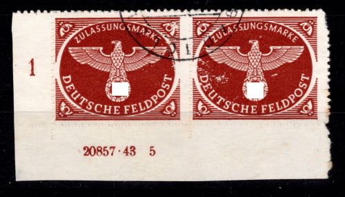 Deutsches Reich Feldpostmarke 2 B x als Paar gestempelt HAN 20857.43 5 #DGN49