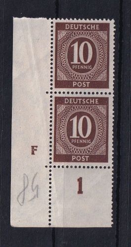 Alliierte Besetzung 935 DZ postfrisch Druckerzeichen F, Bug im Rand #DGV41
