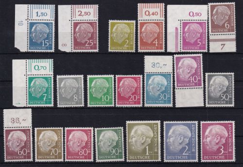 BRD Bund 177-196 postfrisch Heuss I teils mit Rändern und Druckerzeichen #DGV56
