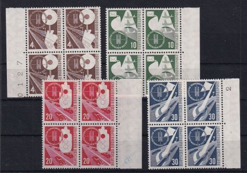 BRD Bund 167-170 postfrisch als 4er Blocks vom Seitenrand, ungefaltet #DGV59
