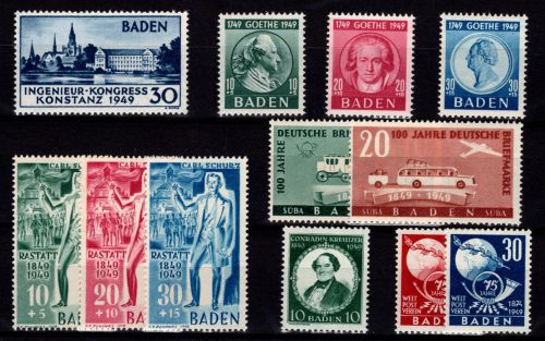 Französische Zone Baden 46-57 postfrisch #DEV28