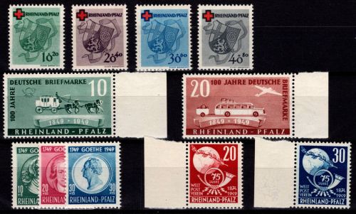 Französische Zone Rheinland-Pfalz Jahrgang 1949 ohne Block postfrisch #DEV29