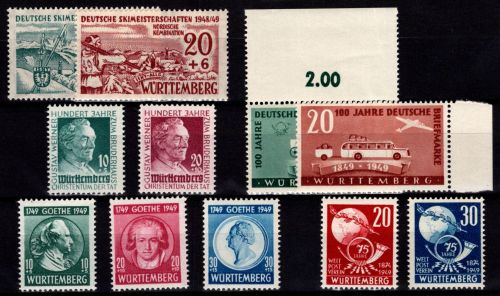 Französische Zone Württemberg 44-52 postfrisch #DEV30