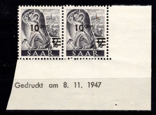 Saarland 226 II Br postfrisch 8.11.1947 #DGZ66