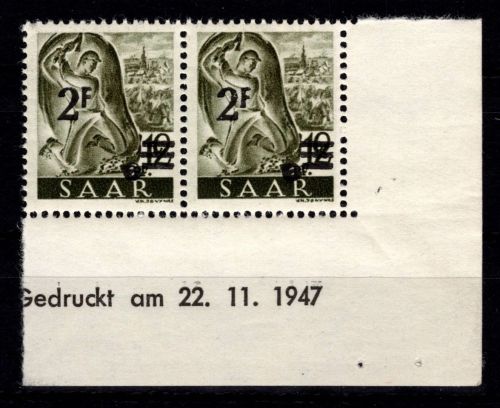Saarland 229 II Br postfrisch 22.11.1947 #DGZ71