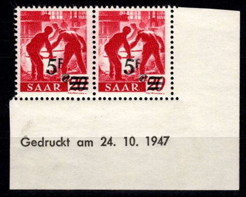 Saarland 232 II Br postfrisch 24.10.1947 #DGZ73