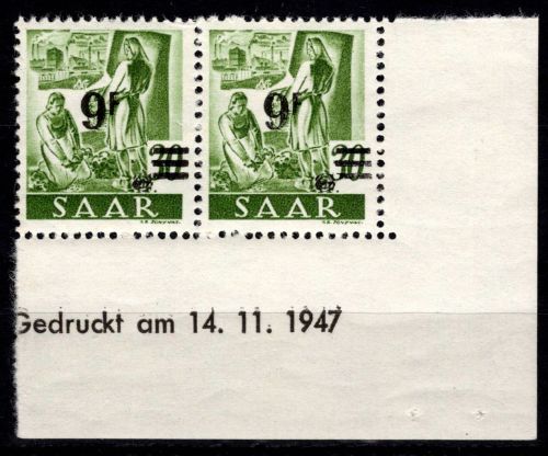 Saarland 234 II Br postfrisch 14.11.1947 #DGZ76