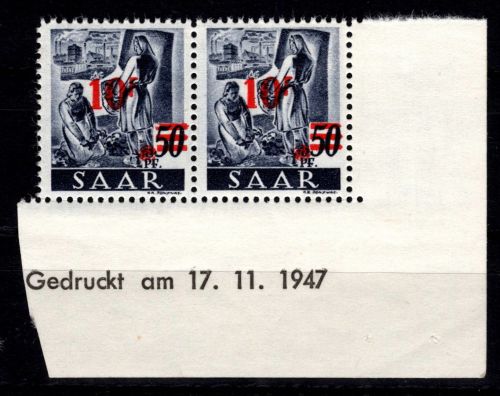 Saarland 235 II Br postfrisch 17.11.1947 #DGZ77