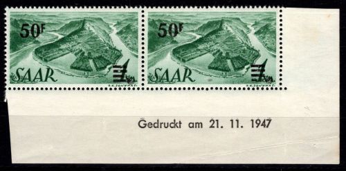 Saarland 238 II Br postfrisch 21.11.1947 #DGZ80