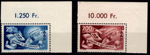 Saarland 297-298 postfrisch vom Eckrand für höchste Ansprüche #DGZ99