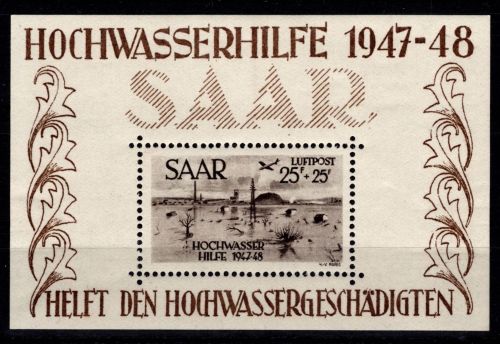 Saarland Block 2 mit Falz bzw. Anhaftungen #DHA69