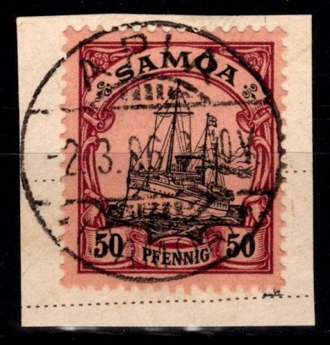 Deutsche Kolonien Samoa 14 gestempelt auf Briefstück mit Vollstempel #DHB42