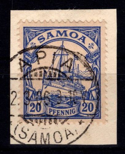 Deutsche Kolonien Samoa 10 gestempelt auf Briefstück mit Vollstempel #DHC17